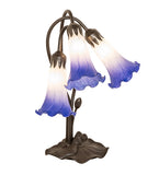 16"H Blue/White Pond Lily Tiffany Pond Lily 3 Lt Accent Lamp