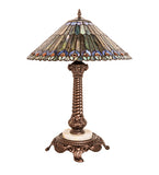 23"H Tiffany Jeweled Peacock Table Lamp