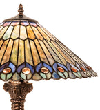 23"H Tiffany Jeweled Peacock Table Lamp