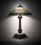 23"H Tiffany Jeweled Peacock Table Lamp