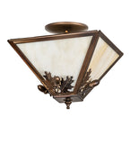 11"Sq Oak Leaf & Acorn Flushmount