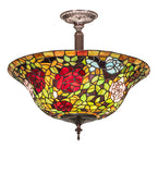20"W Tiffany Rosebush Semi-Flushmount