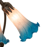 16"H Pink/Blue Pond Lily 3 Lt Table Lamp