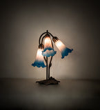 16"H Pink/Blue Pond Lily 3 Lt Table Lamp