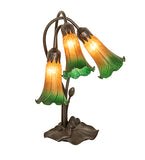 16"H Amber/Green Pond Lily 3 Lt Table Lamp