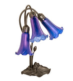16"H Blue Tiffany Pond Lily 3 Lt Accent Lamp