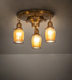 18"W Revival Favrile 3 Lt Flushmount