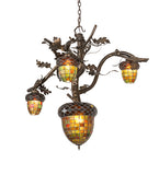 48"W Acorn Branch 4 Lt Chandelier