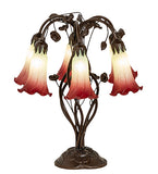 18"H Seafoam/Cranberry Pond Lily 6 Lt Table Lamp