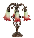 18"H Seafoam/Cranberry Pond Lily 6 Lt Table Lamp