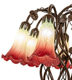 18"H Seafoam/Cranberry Pond Lily 6 Lt Table Lamp