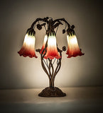18"H Seafoam/Cranberry Pond Lily 6 Lt Table Lamp