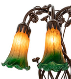 18"H Amber/Green Pond Lily 6 Lt Table Lamp