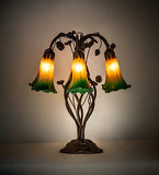 18"H Amber/Green Pond Lily 6 Lt Table Lamp