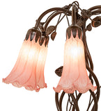 18"H Pink Pond Lily 6 Lt Table Lamp