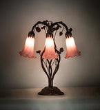 18"H Pink Pond Lily 6 Lt Table Lamp