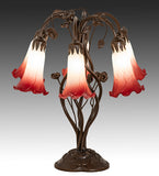 18"H Red/White Pond Lily 6 Lt Table Lamp