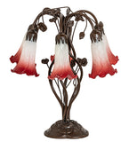 18"H Red/White Pond Lily 6 Lt Table Lamp