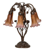 18"H Amber/Purple Pond Lily 6 Lt Table Lamp