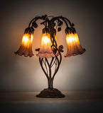 18"H Amber/Purple Pond Lily 6 Lt Table Lamp