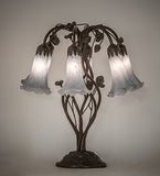 19"H Gray Tiffany Pond Lily 6 Lt Table Lamp