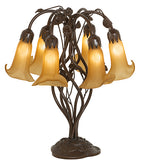 19"H Amber Tiffany Pond Lily 6 Lt Table Lamp