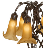 19"H Amber Tiffany Pond Lily 6 Lt Table Lamp