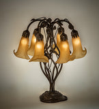 19"H Amber Tiffany Pond Lily 6 Lt Table Lamp