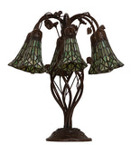 19"H Stained Glass Green Pond Lily 6 Lt Table Lamp