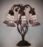 19"H Stained Glass Pink Pond Lily Table Lamp