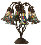 19"H Stained Glass Pond Lily 6 Lt Table Lamp
