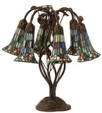 19"H Stained Glass Pond Lily 6 Lt Table Lamp