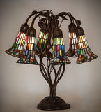 19"H Stained Glass Pond Lily 6 Lt Table Lamp