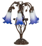 19"H Blue/White Pond Lily 6 Lt Table Lamp