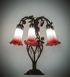 19"H Pink/White Tiffany Pond Lily 6 Lt Table Lamp