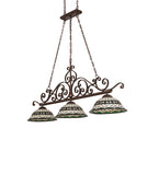 67"L Tiffany Roman Georgia Scroll 3 Lt Island Pendant