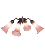 19"W Pink Tiffany Pond Lily 4 Lt Fan Light