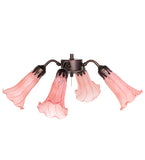 19"W Pink Tiffany Pond Lily 4 Lt Fan Light