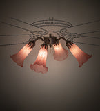 19"W Pink Tiffany Pond Lily 4 Lt Fan Light