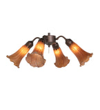 19"W Amber Tiffany Pond Lily 4 Lt Fan Light