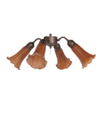 19"W Amber Tiffany Pond Lily 4 Lt Fan Light