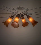 19"W Amber Tiffany Pond Lily 4 Lt Fan Light