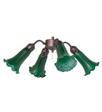 9"W Green Tiffany Pond Lily 4 Lt Fan Light
