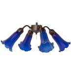 19"W Blue Tiffany Pond Lily 4 Lt Fan Light