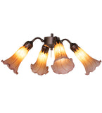 19"W Amber/Purple Tiffany Pond Lily 4 Lt Fan Light