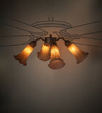 19"W Amber/Purple Tiffany Pond Lily 4 Lt Fan Light