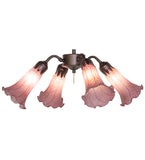 19"W Lavender Tiffany Pond Lily 4 Lt Fan Light