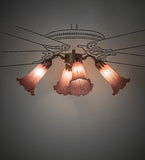 19"W Lavender Tiffany Pond Lily 4 Lt Fan Light