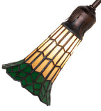 19"W Stained Glass Honey Wispy & Kelly Green Pond Lily 4 Lt Fan Light