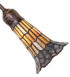 19"W Stained Glass Amber & Violet Pond Lily 4 Lt Fan Light